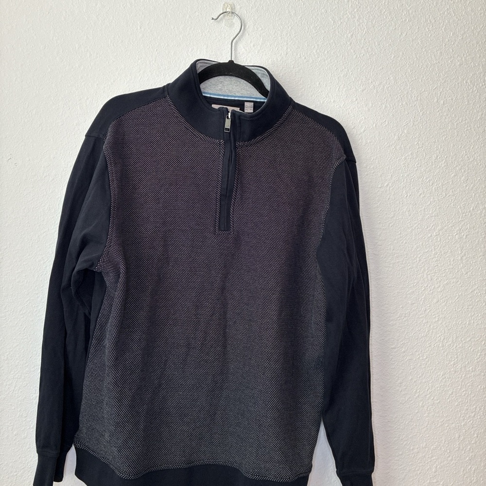 Ted Baker Men's Half-Zip Textured Front Sweater in navy